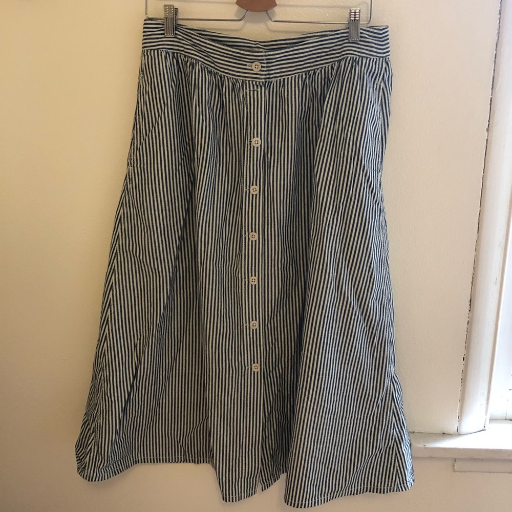 Madewell Indigo Striped Midi Skirt - Size 12